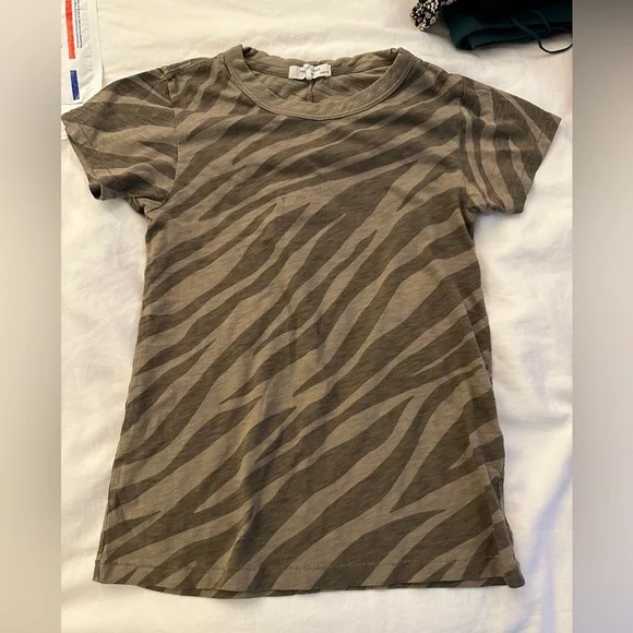 Rag and Bone Zebra Jersey Tee Sz XXS - Picture 2 of 3
